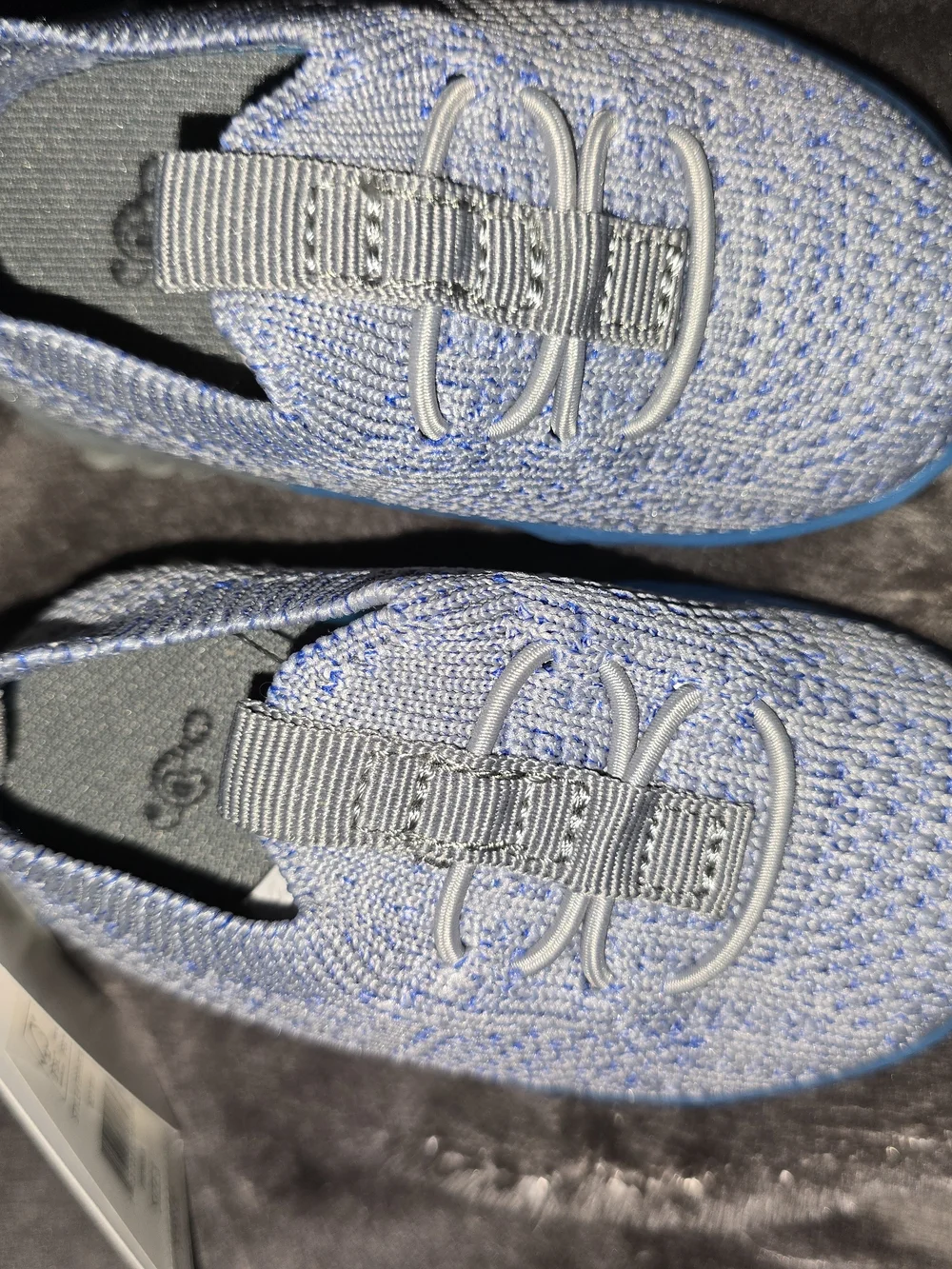 Baby Knit Slip-On Walker Shoes in Light Blue with Gray Strap